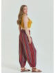 Elastic Waist Relaxed Cut Red Plus Size Trousers 4626